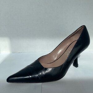 Franco Sarto 7.5 Black Leather Pointed Toe 3 1/2" Heels